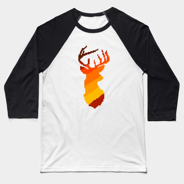8-Bit Pixel Deer Hunting Baseball T-Shirt by Contentarama